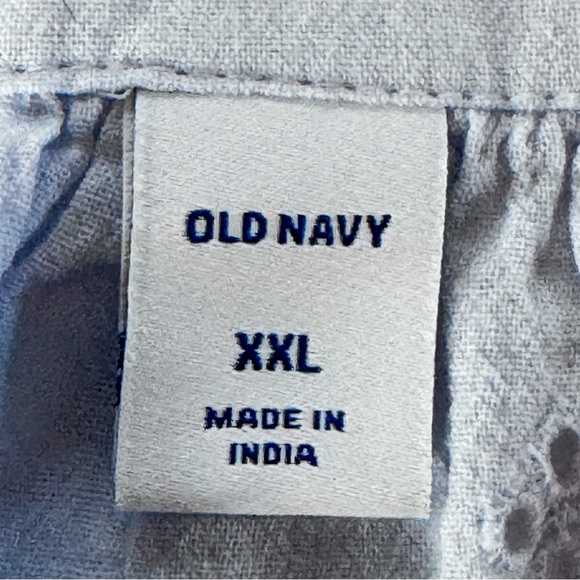 Old Navy Eyelet Embroidered Blouse XXL Light Blue Cotton Boho Peasant Top - Picture 7 of 8